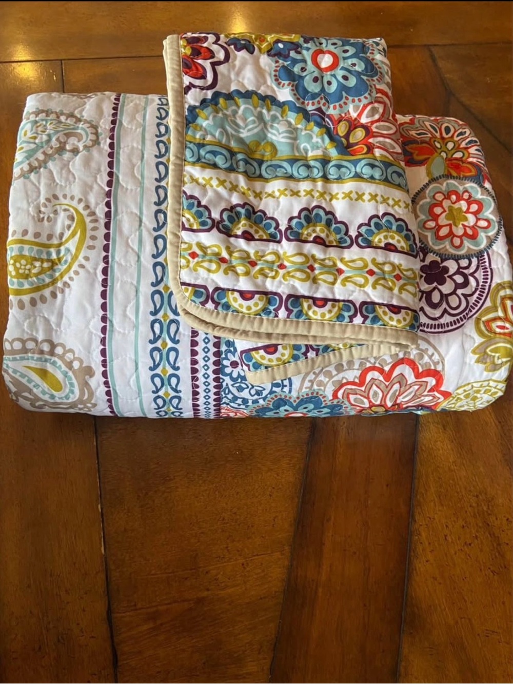 Multicolor Floral Paisley Quilted Bedding Throw